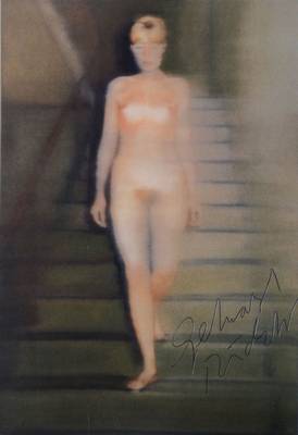 Gerhard Richter, geb. 1932 Dresden, Postkarte, Multiple, Ema-Akt auf einer Treppe,handsigniert, ca. 14.7x10.5 cm