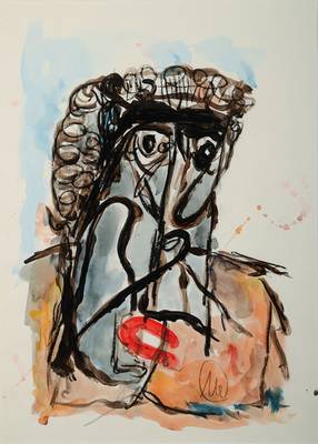 Markus Lüpertz, geb. 1941, Gouache auf Papier, handsigniert, PP, ca. 40x29 cm, unter Glas gerahmt