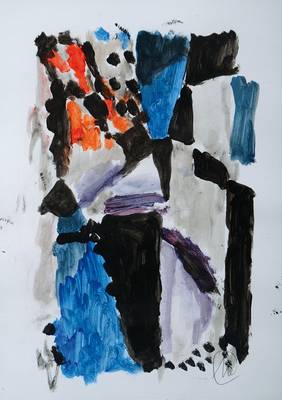 Markus Lüpertz, geb. 1941, Gouache auf Papier, handsigniert, Blattgr. ca. 35x25 cm, unter Glas gerahmt