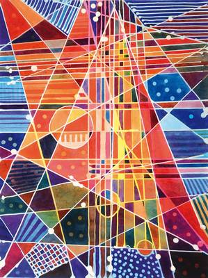Carl Riess, geb. 1901 Darmstadt, Schüler von Georg Heieck, hier: Paradiesvogel, Batik auf Papier, rechts unten signiert, ca. 30x40cm