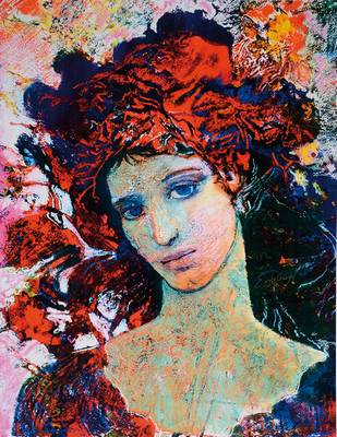 Ernst Fuchs, geb. 1930 Wien, Mädchen mit roter Haube, Giclee auf Leinwand, handsigniert und nummeriert 282/300, aus 2012, Blattgr. ca. 76.5x61 cm