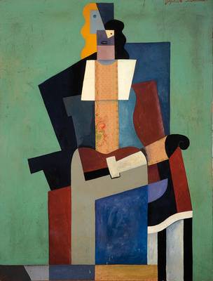Unbekannter Maler der russischen Avantgarde,abstrakt-figurale Komposition, Öl/Lwd, collagiert mit bedrucktem Papier, rechts oben kyrillisch ...