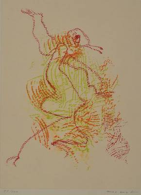 Max Ernst, 1891-1976, Farbradierung, handsigniert und num. 99/100cm, ca. 26x20cm, leicht gebräunt, unter Glas, Rahmen