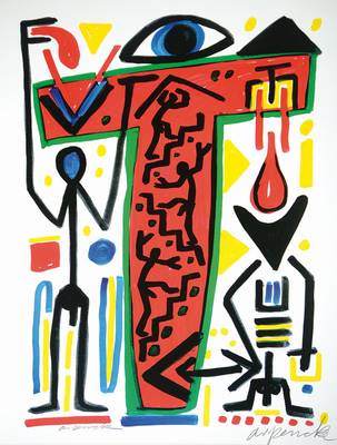 A.R. Penck, geb. 1939 Dresden, Farboffset, handsigniert und drucksigniert, Blattgr. ca. 65.5x59.5 cm
