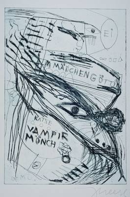 Jonathan Meese, geb. 1971, "Die Exe Schrympylei", Radierung auf dickem Bütten, Griffelkunst 327 A2, aus 2007, handsigniert, rückseitig ...