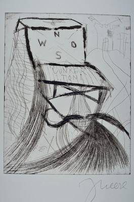 Jonathan Meese, geb. 1971, "Der Junker Toni", Radierung auf dickem Bütten, Griffelkunst 327 A3, aus 2007, handsigniert, rückseitig ...
