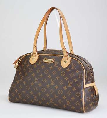 LOUIS VUITTON Tasche, Modell Montorgueil, Monogram Canvas, Henkel aus naturfarb. Rindsleder, Innenfach mit zusätzlichem Seitenfach, ...