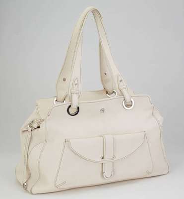 AIGNER Tasche, elfenbeinfarb. Rindsleder, 2Tragehenkel, aufgel. Außentasche, großes Innenfach mit zusätzl. Seitenfach mit Reißverschluß, ...