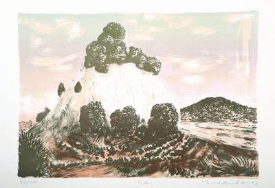 Matthias Weischer, geb. 1973, "Berg", Farblithographie auf Velin, handsigniert, num. 40/50, datiert 13, betitelt, Blattgr. ca. 30x40 cm