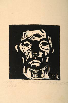 Käthe Kollwitz, 1867-1945, "Kleiner Männerkopf ohne Hände", Holzschnitt auf dünnem Velin, handsigniert, num. 150/150, aus 1922, ...