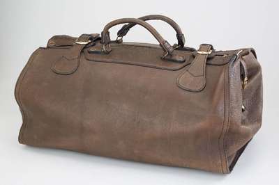 GOLDPFEIL Weekender, wohl Wasserbüffel, braun, 2 Tragehenkel, schwarz/braun gestreifte Innenausstattung, 1 Innentasche mitDruckknopf, ...