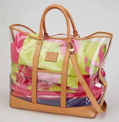 LOUIS VUITTON Isaac Mizrahi Vinyl Tote Bag, aus der Centenaire Monogram Edition, 2 Tragehenkel, -riemen und Boden aus Rindsleder,Trageriemen ...