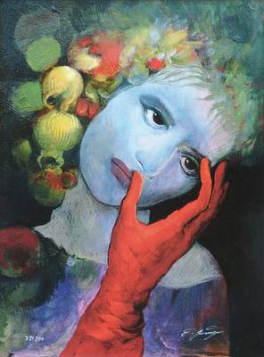 Ernst Fuchs, geb. 1930 Wien, Mädchen mit rotem Handschuh, Giclee auf Leinwand, handsigniert und nummeriert 78/300, aus 2012, Blattgr. ca. 61x47 cm
