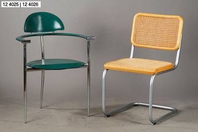 4er Satz Freischwinger, Ausführung: Thonet, Entwurf Marcel Breuer's "S32" um 1928, moderneAusführung 1994, Stahlrohrgestell, ...