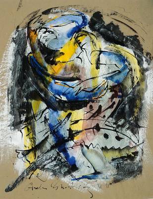 Gisela Buchholz, zeitgenössische Künstlerin aus Dresden, Mischtechnik/Gouache auf Papier, handsigniert, datiert 91, ca. 43.5x33.5 cm, unter Glas ...