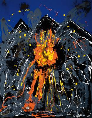 Eberhard Stuber, geb. 1946, Vulkan, Acryl/Lwd, rechts unten signiert, ca. 100x80 cm