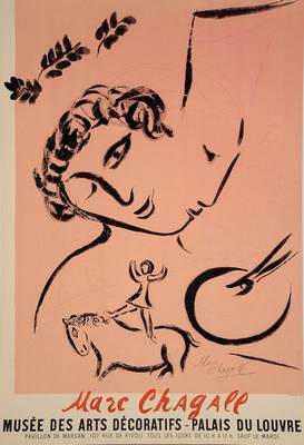 Marc Chagall, 1887-1985, Farblithographie, Plakat zu einer Ausstellung in Paris, handsigniert, Blattgr. ca. 78 x 52 cm