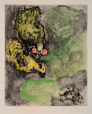 -- entfällt -- Marc Chagall, 1887-1985, Radierung aus: Die Fabeln des la Fontaine, übermalt mit Aquarell, handsigniert, Blatt 77, Auflage 200, ...