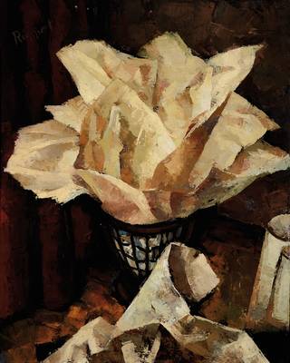 Ruppert, zeitgenössischer Künstler, Papierkorb, Öl/Lwd, links oben signiert, ca. 75x60cm, Rahmen