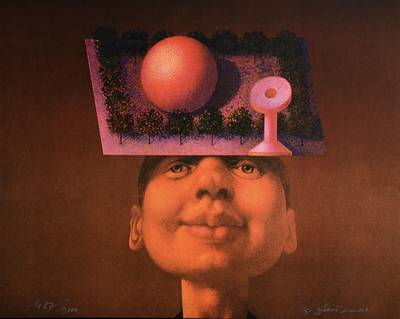 Rudolf Hausner, 1914-1995, Adam, Farbserigraphie, handsigniert und nummeriert 1687/3000, ca. 39x49 cm, unter Glas gerahmt