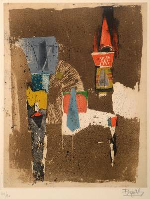 Johnny Friedländer, 1912-1992, Farbradierung auf Arches, handsigniert und nummeriert 49/90, Plattengr. ca. 22.5x18 cm, Blattgr. ca. 55.5x37.5 cm, ...