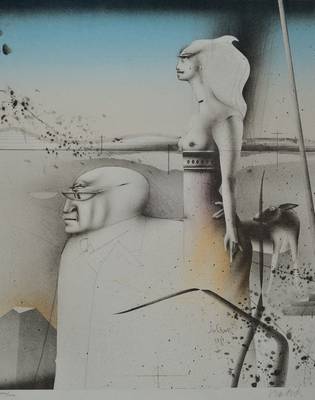 Paul Wunderlich, 1927-2010, Farblithographie, handsigniert und nummeriert 906/1000, Motiv ca. 51x42 cm, Blattgr. ca. 59x47 cm, unter Glas gerahmt