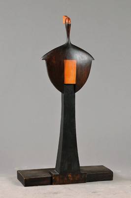 Endre Andras Tornay, geb. 1949 Zetelaka/ Ungarn, Holzskulptur aus den 1980er Jahren, aus zwei Hölzern zusammengesetzt, H. ca. 93cm