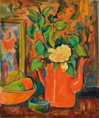 Friedrich Josse, 1897-1994, Gouache/Papier, Stillleben, rechts unten handsigniert, auf dünnem Karton befestigt, Blattgr. ca. 53,5x45 cm