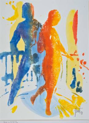Georg Günther Zeuner, 1923 Dresden - 2011 Speyer, Konvolut aus zwei Lithographien, "Tanzpaar", handsigniert und datiert 98, betitelt, PP, ...