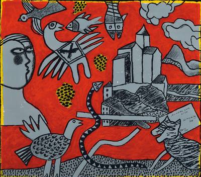 Corneille,(Cornelis van Berverloo), 1922- 2010, Auvers sur Oise, Farblithographie auf dickem handgeschöpftem Bütten mit Prägedruck, rechts unten ...