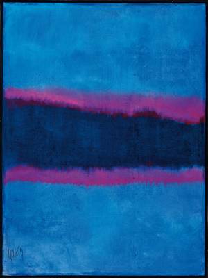 Gaston Galé, zeitgenössischer belgischer Künstler, Abstrakte Komposition in Blau Pink, Öl/Lwd., handsigniert, ca. 80x60 cm, Leisten