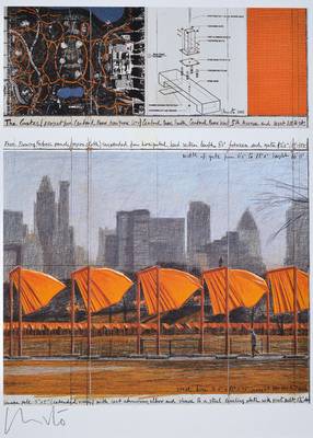 Christo, geb. 1935, Farboffset, The Gates XXV, handsigniert, Motiv ca. 27,5x21,5 cm, unter Glas gerahmt