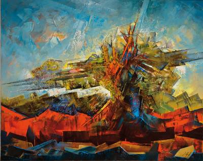 Manfred Herzog, geb. 1949 Ludwigshafen, Abstraktion, Öl/Lwd, pastoser Farbauftrag, rechts unten signiert, ca. 80x100 cm