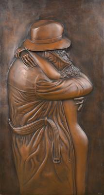 Bruno Bruni, geb. 1935 Gradara, Bronze- Relief, Zärtlichkeit, signiert und nummeriert 11/250, Venturi Arte Stempel, ca. 76x40 cm