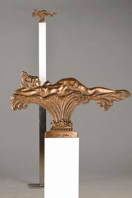 Ernst Fuchs, geb. 1930 Wien, Bronze, liegende Versuchung, signiert und nummeriert 30/1000, Giessereistempel Strassacker, hoher Sockel, Gesamt H. ca. ...