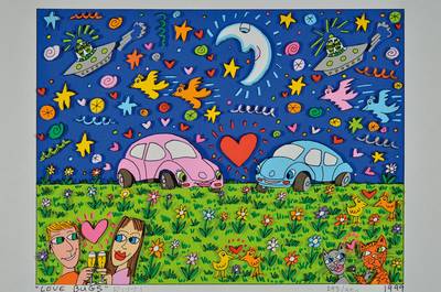 James Rizzi, 1950-2011, Love Bugs, 3D-Lithographie, handsigniert, nummeriert 293/350, von 1999, Blattgr. ca. 31x38 cm