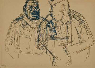 Karl Hubbuch, 1891-1979, im Tanzlokal, Tuschezeichnung, signiert, 1928/1930, Entwurf zu gleichnamigen Gemälde, Lit, Prestel Karl Hubbuch 1891-1979, ...