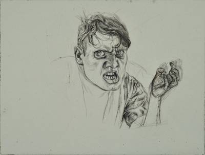 Karl Hubbuch, 1891-1979, Radierung, selbst wütend, wohl 1922, Riester 58, Badischer Kunstverein Prestel, Kt. 52, rückseitig Nachlaßstempel, PP, ...
