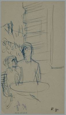 Karl Hubbuch, 1891-1979, Tuschezeichnung um 1930, monogrammiert, rückseitig Nachlaßstempel,ca. 19.5x11.2 cm, unter Glas gerahmt