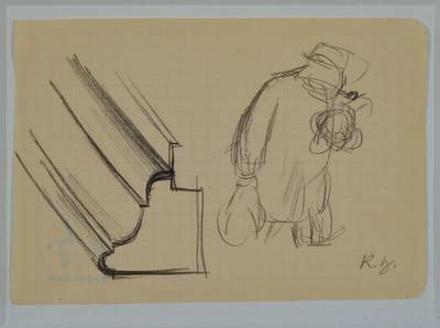 Karl Hubbuch, 1891-1979, Bleistift um 1935, monogrammiert, rückseitig Nachlaßstempel, PP, Blattgr. ca. 10x14.5 cm unter Glas gerahmt