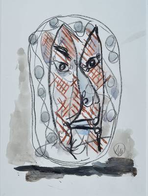 Markus Lüpertz, geb. 1941, Gouache/Wachskreide, signiert, PP, ca. 38x28 cm (PP-Ausschnitt)
