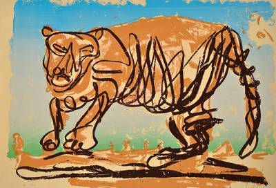 Markus Lüpertz, geb. 1941, Tiger, Farbserigraphie mit Verlaufstechnik, Pochoir, signiert und nummeriert e.a., Auflage 30 Stück zzgl. einiger e.a. ...