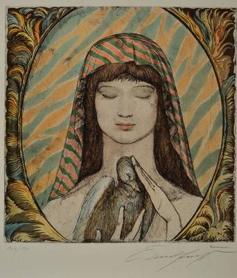 Ernst Fuchs, geb 1930 Wien, Radierung, handsigniert und nummeriert 106/120, Platte ca. 34.5x34 cm, PP, unter Glasgerahmt