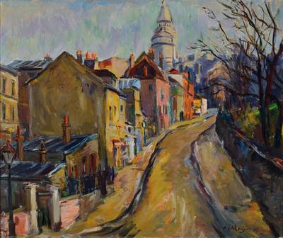 Fritz Meijer, 1900-1969, Öl/Lwd, Dorfansicht, signiert und datiert 38, ca. 53x63 cm, Rahmen