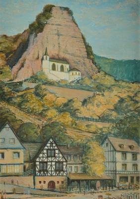 Charles White, 1928-1997, Dorfansicht mit Berg im Hintergrund, Öl/Malplatte, links unten signiert, ca. 100x 71 cm, Rahmen