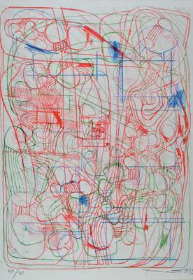 Hermann Nitsch, geb. 1938, Farblithographie, handsigniert und nummeriert 50/50, datiert 1993, ca. 65x48 cm, unter Glas gerahmt