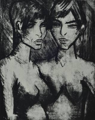 Otto Müller, 1905-1973, Lithographie, zwei Schwestern, späterer Abzug, PP, ca. 52x45 cm, unter Glas gerahmt