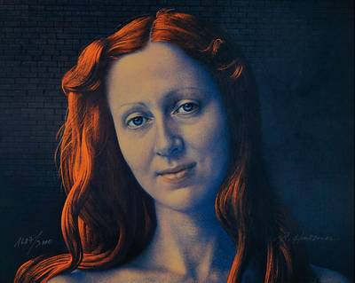 Rudolph Hausner, 1914-1995, Farblithographie, signiert und nummeriert 1687/3000, ca. 39x49 cm, unter Glas gerahmt