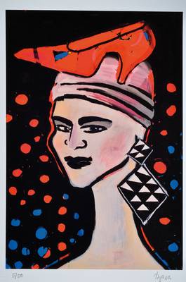 Elvira Bach, geb. 1951, Roter schöner Schuh,Giclee auf dickem handgemachten Baumwollpapier, handsigniert und nummeriert 5/50, 2013, Motiv ca. 54x37 ...