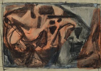 Ida Kerkovius, 1879-1970, Kohlezeichnung, Figuren, unten rechts monogrammiert, Blattgr. ca. 28,5x39 cm, unter Glas gerahmt